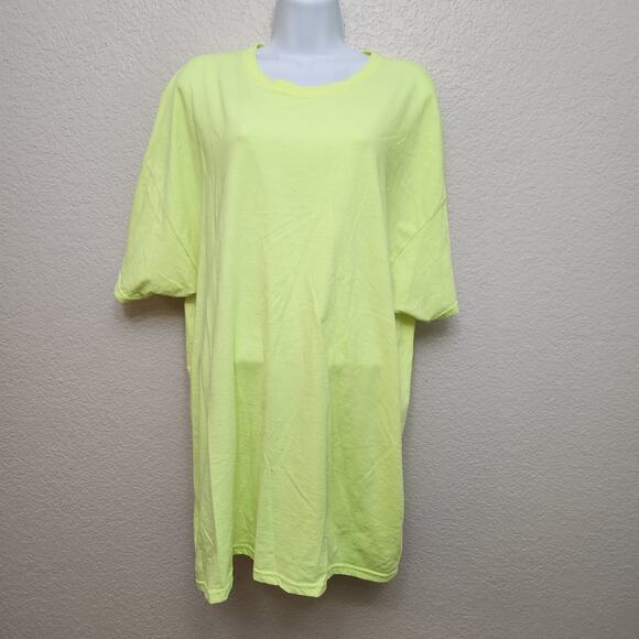 Fruit of The Loom Platinum Neon Yellow T Shirt 2XL Lightweight Crew Neck Soft - Picture 1 of 4